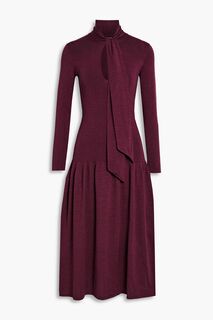 Платье миди со сборками из смесовой шерсти FERRAGAMO, виноградный