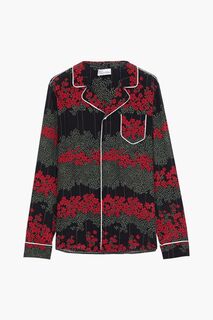Рубашка из шелкового крепдешина с цветочным принтом REDVALENTINO, черный