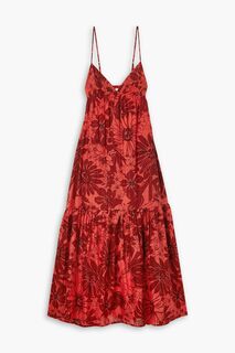 Платье макси Anisha с цветочным принтом и хлопковой вуалью FAITHFULL THE BRAND, красный