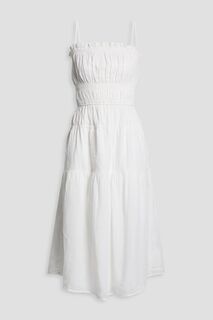 Платье миди из рами-газа со сборками FRAME, белый