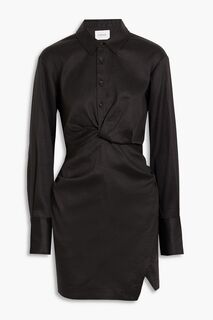 Платье-рубашка мини из твила с закручивающейся передней частью FRAME, черный