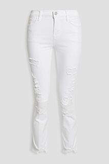 Укороченные джинсы скинни Le High с потертостями и высокой посадкой FRAME, белый