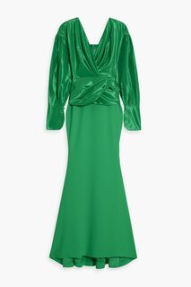 Платье из драпированной тафты и крепа Rhea Costa, зеленый