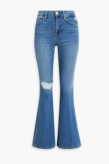 Расклешенные джинсы Le High Flare с высокой посадкой и потертостями FRAME, синий