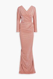 Платье из блестящего джерси с запахом и блестками Rhea Costa, розовое золото