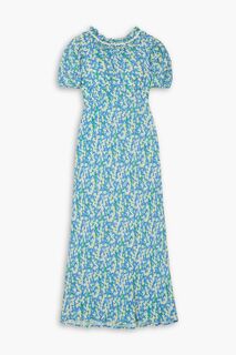 Платье миди Deia из вуали с оборками и цветочным принтом RIXO, бирюзовый
