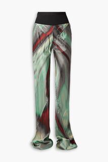 Широкие брюки из атласного твила с принтом RICK OWENS, мятный