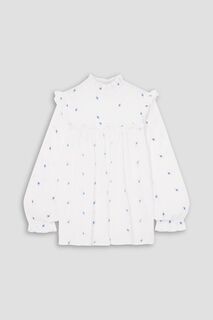 Хлопковая блузка Lucinda с оборками и вышивкой в швейцарский горошек RIXO, белый