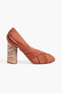 Туфли эластичной вязки со сборками ROBERTO CAVALLI, загар