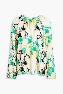 Атласная блузка с цветочным принтом RODEBJER, нефритовый