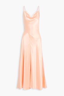 Драпированное двухцветное платье-комбинация из шелкового атласа ROKSANDA, оранжевый