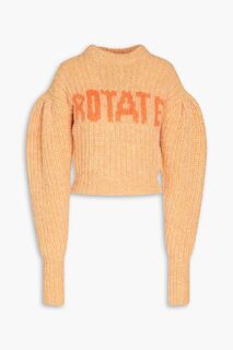 Укороченный свитер Adley из смесовой шерсти в рубчик интарсии ROTATE BIRGER CHRISTENSEN, оранжевый