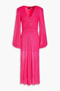 Платье миди из эластичной сетки с пайетками ROTATE BIRGER CHRISTENSEN, розовый