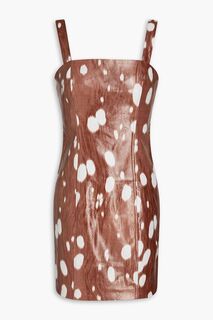 Платье мини из искусственной кожи с принтом Herlina ROTATE BIRGER CHRISTENSEN, коричневый