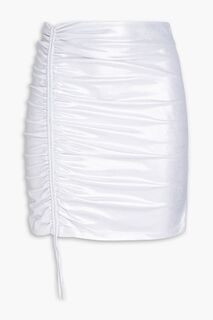 Мини-юбка Margaritta из атласного джерси со сборками металлизированного цвета ROTATE BIRGER CHRISTENSEN, серебряный