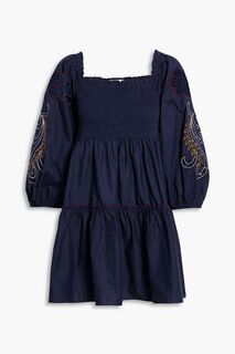 Хлопковое платье мини Lola со сборками и вышивкой SACHIN &amp; BABI, синий