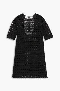 Ажурное мини-платье металлик GANNI, черный