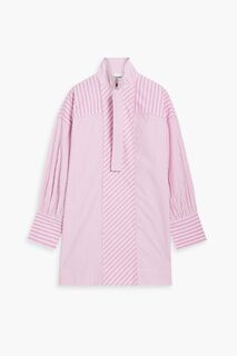 Рубашка оверсайз в полоску из хлопкового поплина GANNI, розовый
