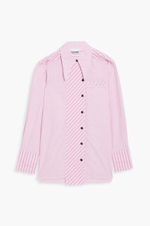 Полосатая рубашка из хлопкового поплина GANNI, розовый