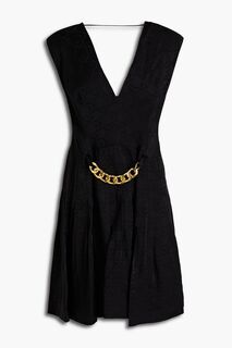 Плиссированное платье мини Aurea из атласного жаккарда, украшенное цепочкой SANDRO, черный