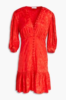 Платье мини Azelie из сатина и жаккарда SANDRO, красный