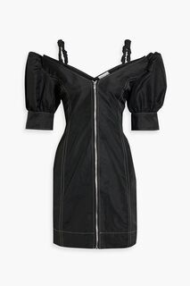 Платье мини с открытыми плечами GANNI, черный