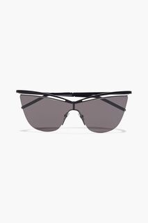 Солнцезащитные очки Uku «кошачий глаз» металлического оттенка SAINT LAURENT, черный