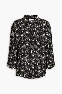Блуза из крепа с цветочным принтом GANNI, черный