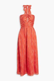 Платье миди Reid в полоску из жоржета с вырезом халтер и вырезами SACHIN &amp; BABI, оранжевый