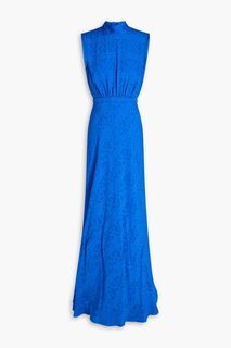 Платье макси Fleur из шелкового жаккарда SALONI, синий