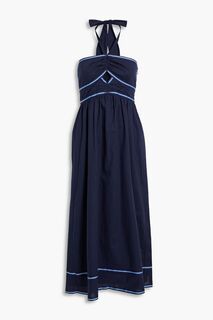 Платье миди Reid из хлопка с вырезом халтер и вырезами SACHIN &amp; BABI, синий