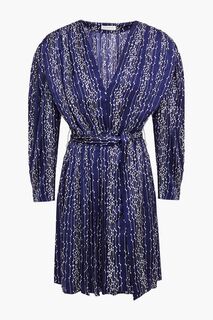 Платье мини из атласного жаккарда со сборками Angel SANDRO, синий