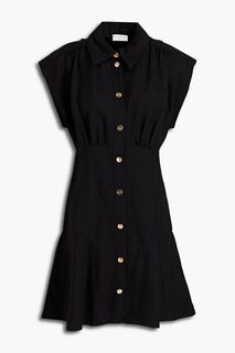 Платье-рубашка мини из твила со сборками SANDRO, черный