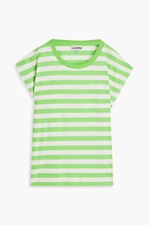 Полосатая футболка из хлопкового джерси GANNI, зеленый
