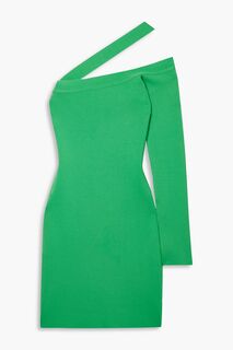 Alzira платье мини эластичной вязки на одно плечо с вырезом GAUGE81, зеленый