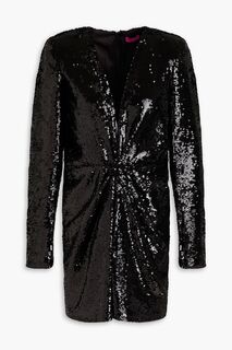 Платье мини из твила Midar со сборками и пайетками GAUGE81, черный