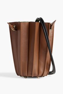 Кожаная сумка-ведро Plissé Mini XS Sara Battaglia, коричневый