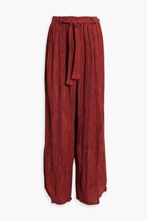 Широкие брюки Elle плиссе из смесового шелка, конопли, бамбука и хлопка. Savannah Morrow, красный