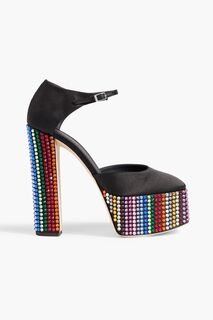 Атласные туфли на платформе с декором New York 80 GIUSEPPE ZANOTTI, черный