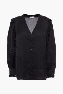 Жаккардовая блузка с рюшами SANDRO, черный