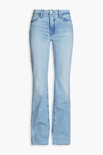 Расклешенные джинсы с высокой посадкой и потертостями GOOD AMERICAN, синий