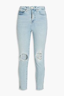 Укороченные потертые джинсы скинни Good Curve с высокой посадкой GOOD AMERICAN, синий