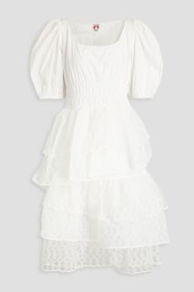 Ярусное платье миди Eldoris с вышивкой, хлопковой органзой и кружевом SHRIMPS, белый