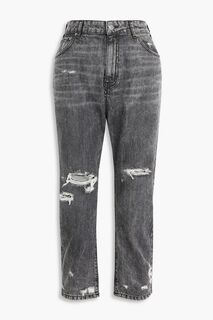 Укороченные потертые джинсы-бойфренды SER.O.YA, угольный