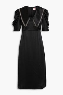 Платье миди из шелкового атласа, украшенное бисером SHRIMPS, черный