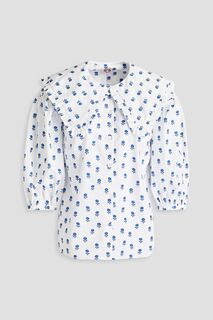 Хлопковая блузка Aldrich с оборками и цветочным принтом SHRIMPS, белый