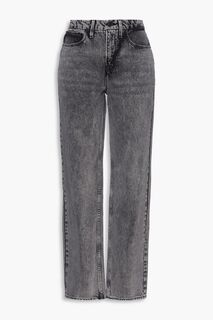 Хорошие выбеленные джинсы прямого кроя с высокой посадкой в стиле 90-х. GOOD AMERICAN, антрацит