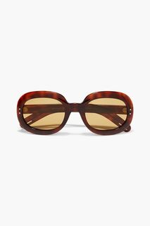 Солнцезащитные очки в овальной оправе из ацетата черепаховой расцветки GUCCI, коричневый