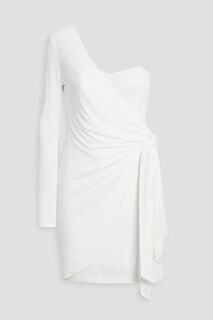 Платье мини Ashlynn с одним рукавом и драпировкой с запахом HALSTON, белый