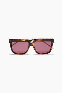 Солнцезащитные очки в прямоугольной оправе из ацетата черепаховой расцветки GUCCI, коричневый